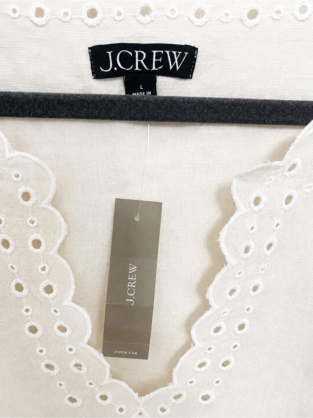 NWT J.Crew Eyelet Embroidered Scalloped Linen Blouse